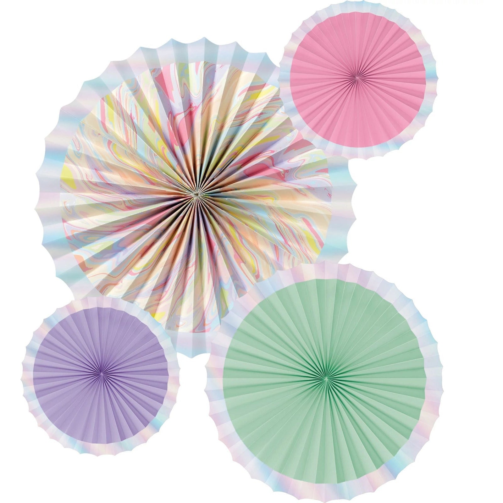 Amscan DECORATIONS Marble Pastel Paper Fans