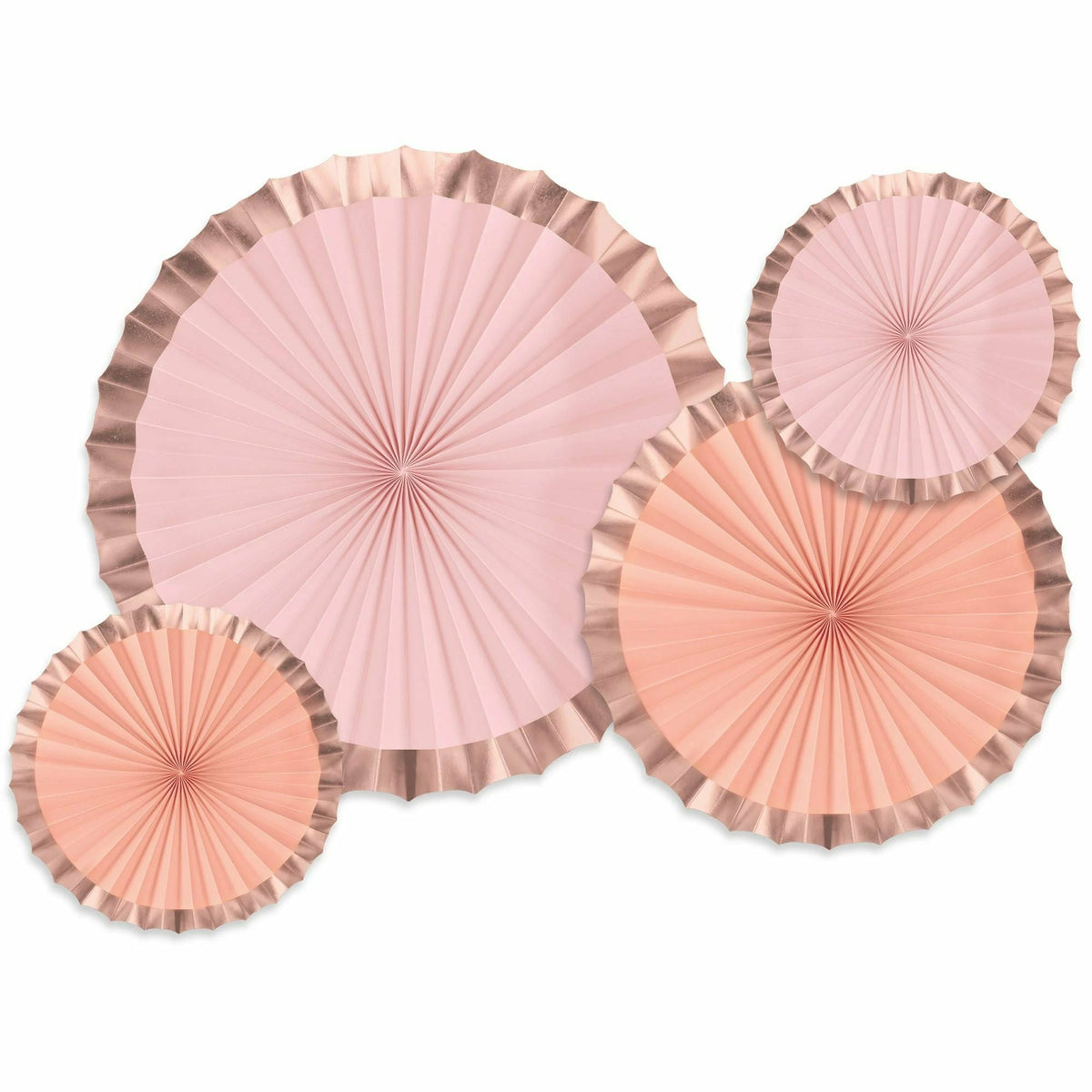 Amscan DECORATIONS Paper Fans - Rose Gold/Blush