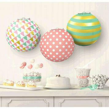 Amscan DECORATIONS PASTEL ROUND PAPER LANTERNS