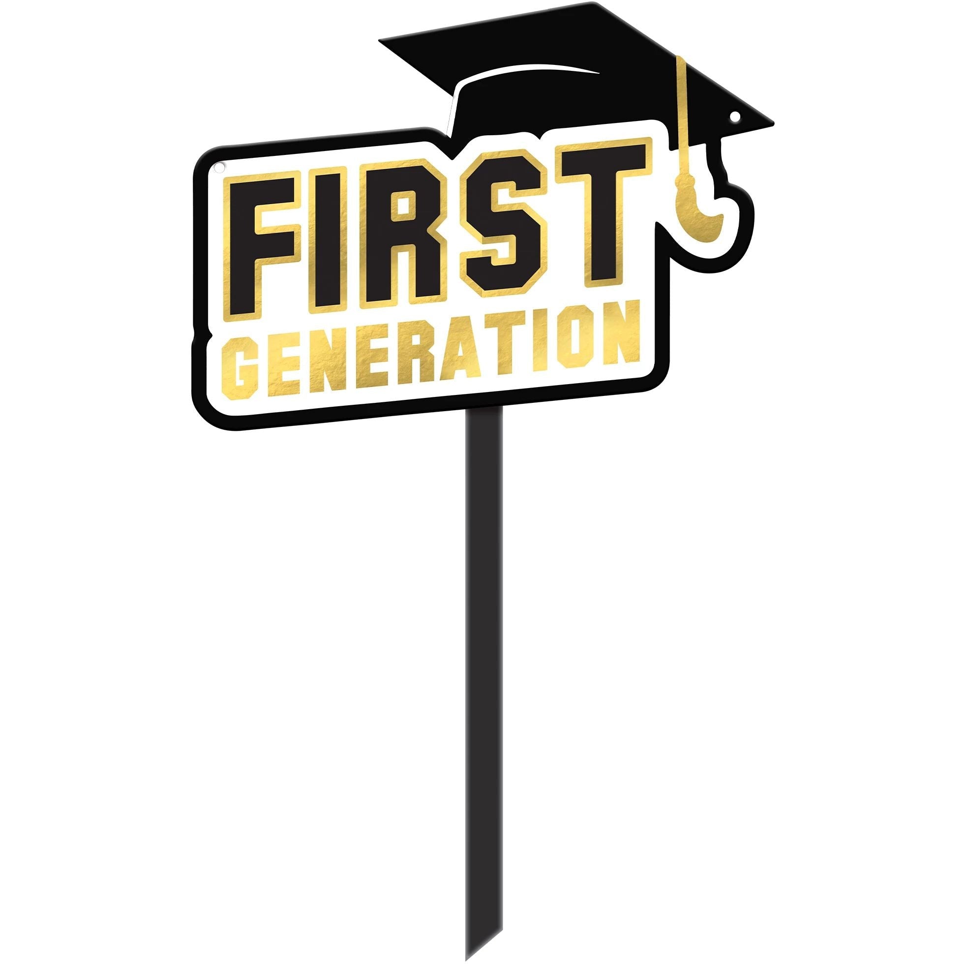 Amscan First Generation Grad Yard Sign - Black, Silver, Gold