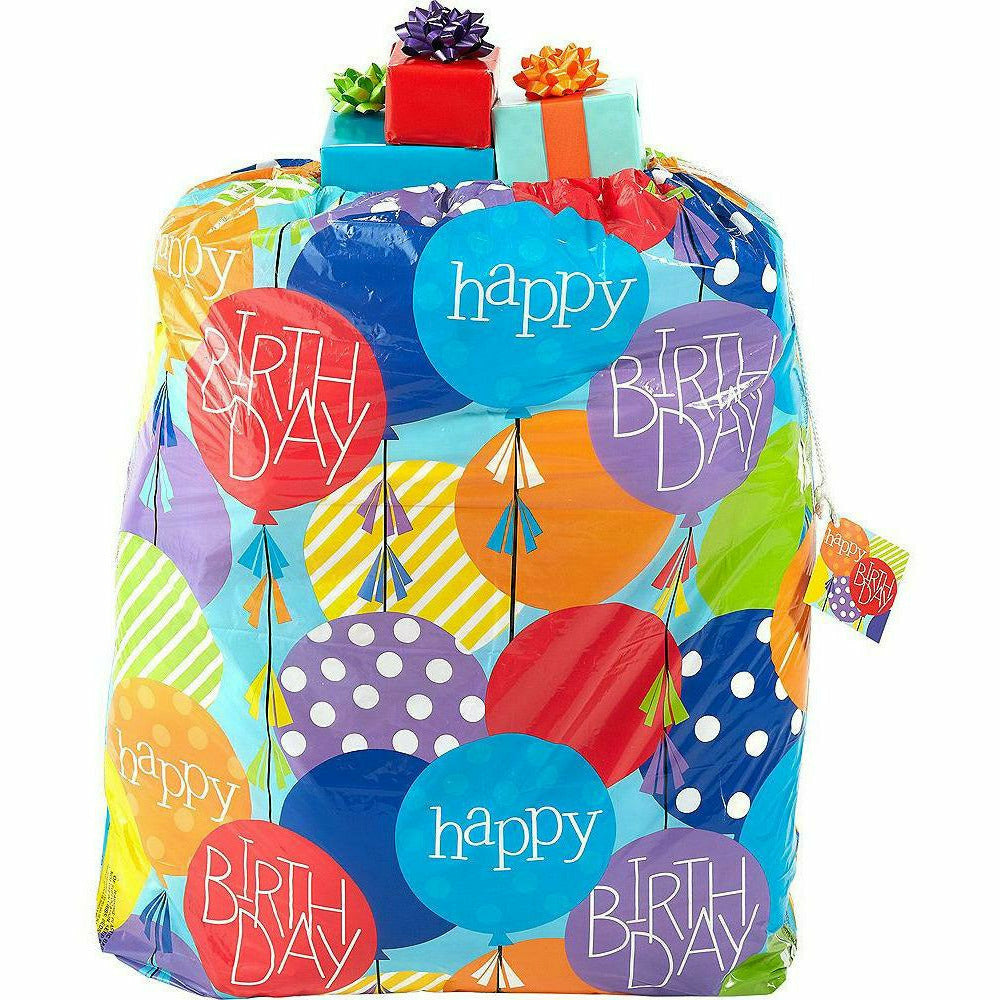 Amscan GIFT WRAP Colorful Balloons Birthday Gift Sack