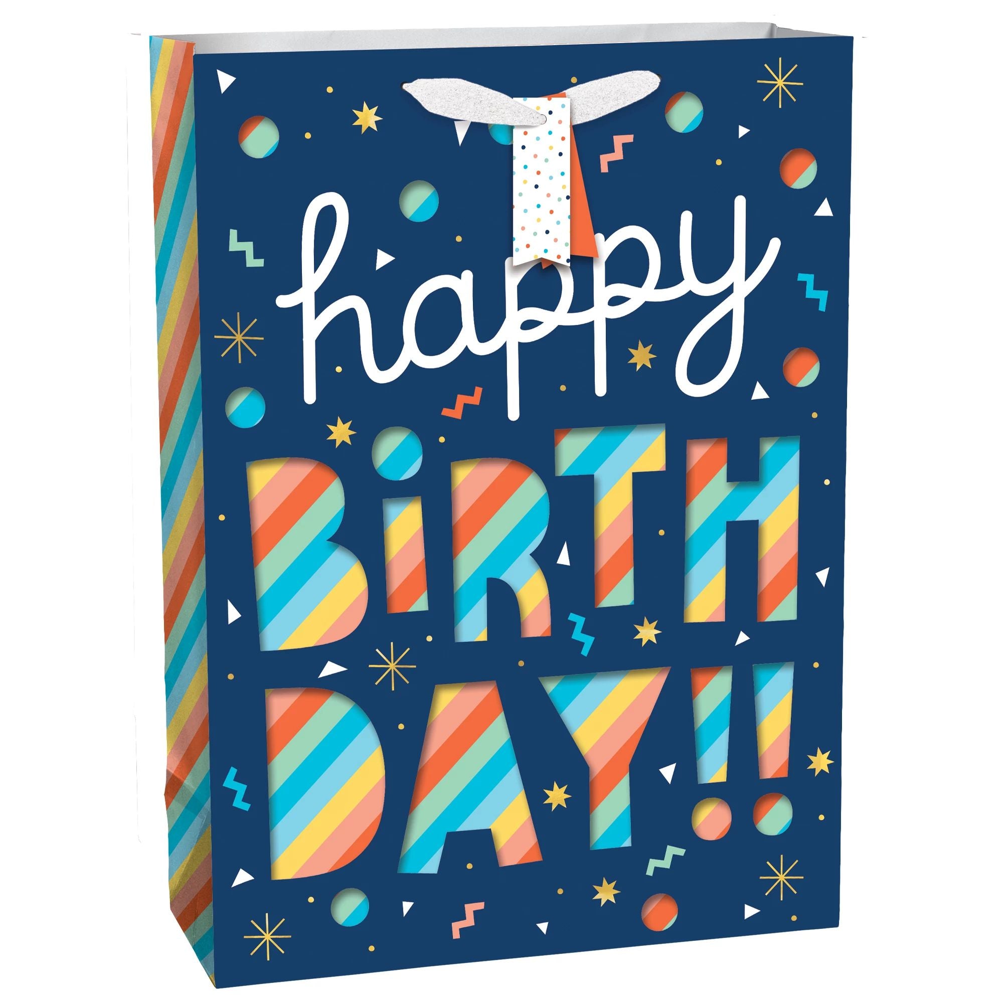Amscan GIFT WRAP Happy Birthday Cut Out Extra Large Bag w/ hang tag