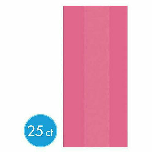 Amscan GIFT WRAP Medium Bright Pink Plastic Treat Bags 25ct