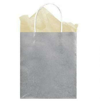 Amscan GIFT WRAP Medium Paper Bag - Silver Foil