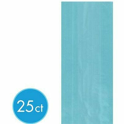 Amscan GIFT WRAP Small Caribbean Blue Plastic Treat Bags 25ct
