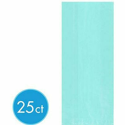 Amscan GIFT WRAP Small Robin&#39;s Egg Blue Plastic Treat Bags 25ct