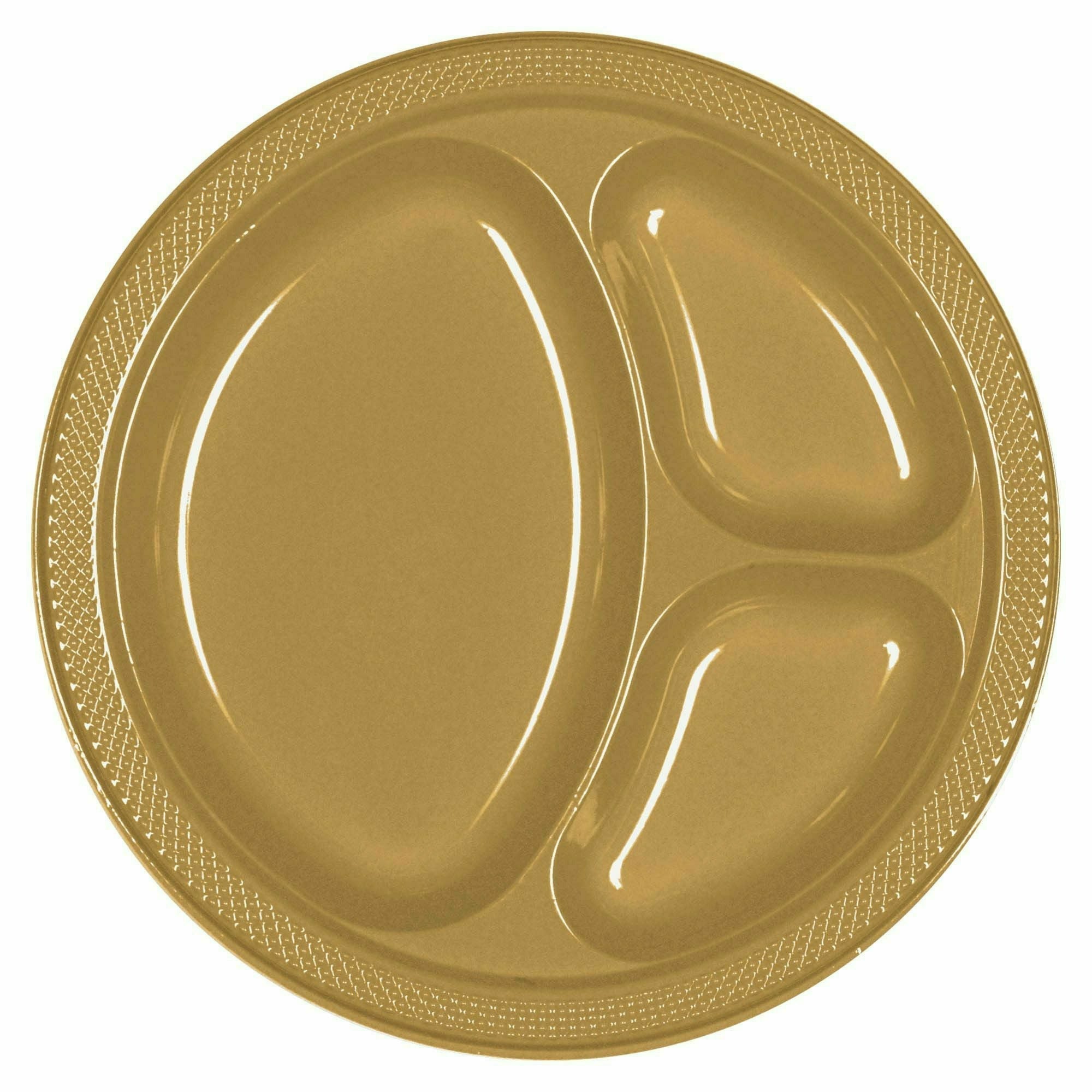 Amscan Gold Sparkle Divided Plastic Plates, 10 1/4"