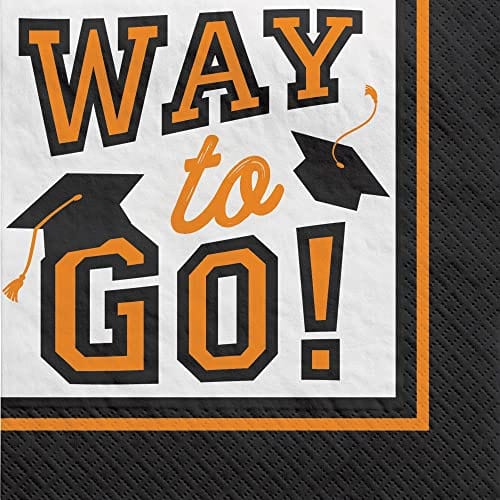 Amscan Graduation Napkins - 5&quot; X 5&quot; | Orange