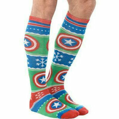 Amscan HOLIDAY: CHRISTMAS Adult Mens Captain America Christmas Knee Socks