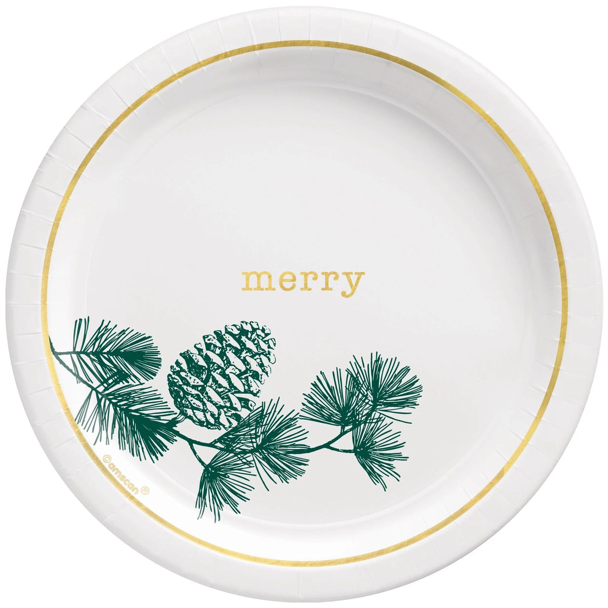 Amscan HOLIDAY: CHRISTMAS Calm &amp; Bright Round Metallic Dessert Plates