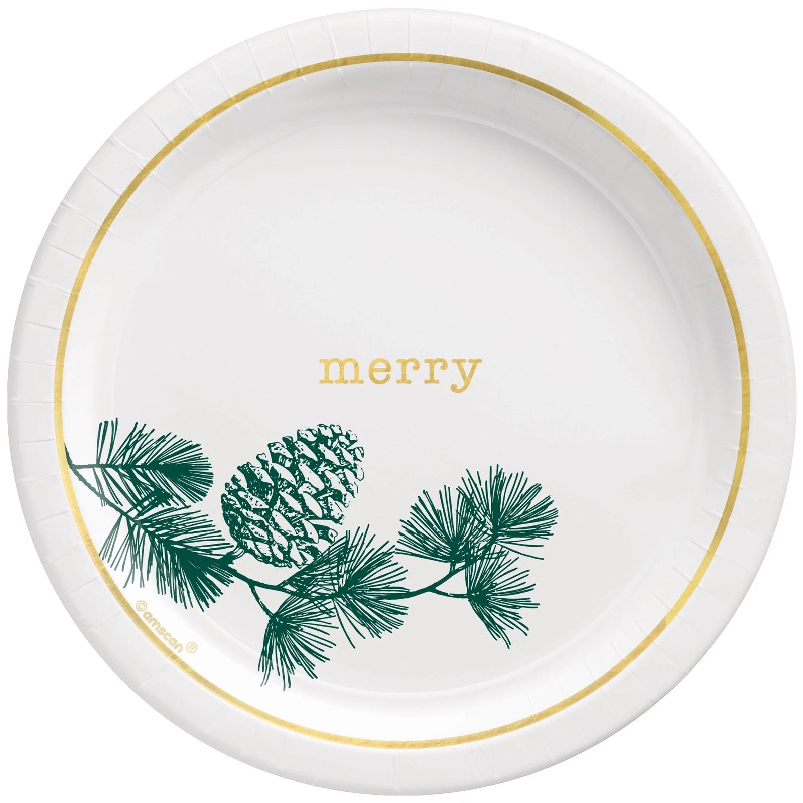 Amscan HOLIDAY: CHRISTMAS Calm & Bright Round Metallic Dessert Plates