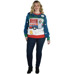 Amscan HOLIDAY: CHRISTMAS Christmas Camper Light- Up Ugly Sweater - Adult (L/XL) Christmas Camper Light- Up Ugly Sweater - Adult