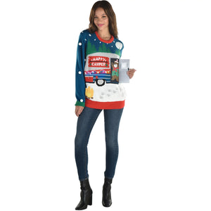 Amscan HOLIDAY: CHRISTMAS Christmas Camper Light- Up Ugly Sweater - Adult (S/M) Christmas Camper Light- Up Ugly Sweater - Adult