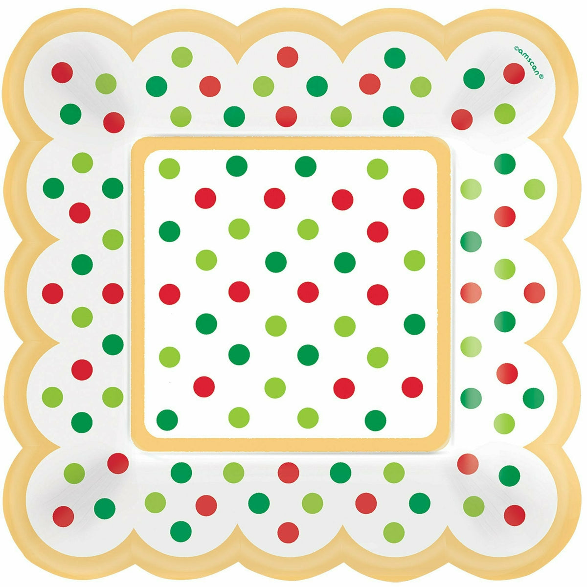 Amscan HOLIDAY: CHRISTMAS Christmas Scalloped Square Plates