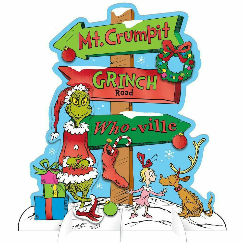Amscan HOLIDAY: CHRISTMAS Christmas Traditional Grinch Cardboard Table Sign (2-Pieces)