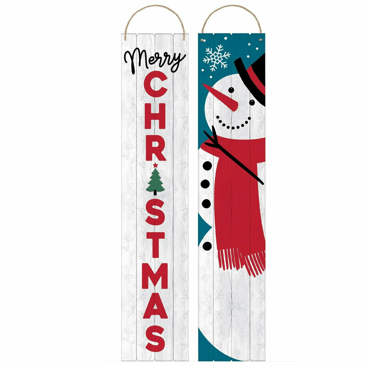 Amscan HOLIDAY: CHRISTMAS Double Sided Christmas &amp; Snowman Plank Sign