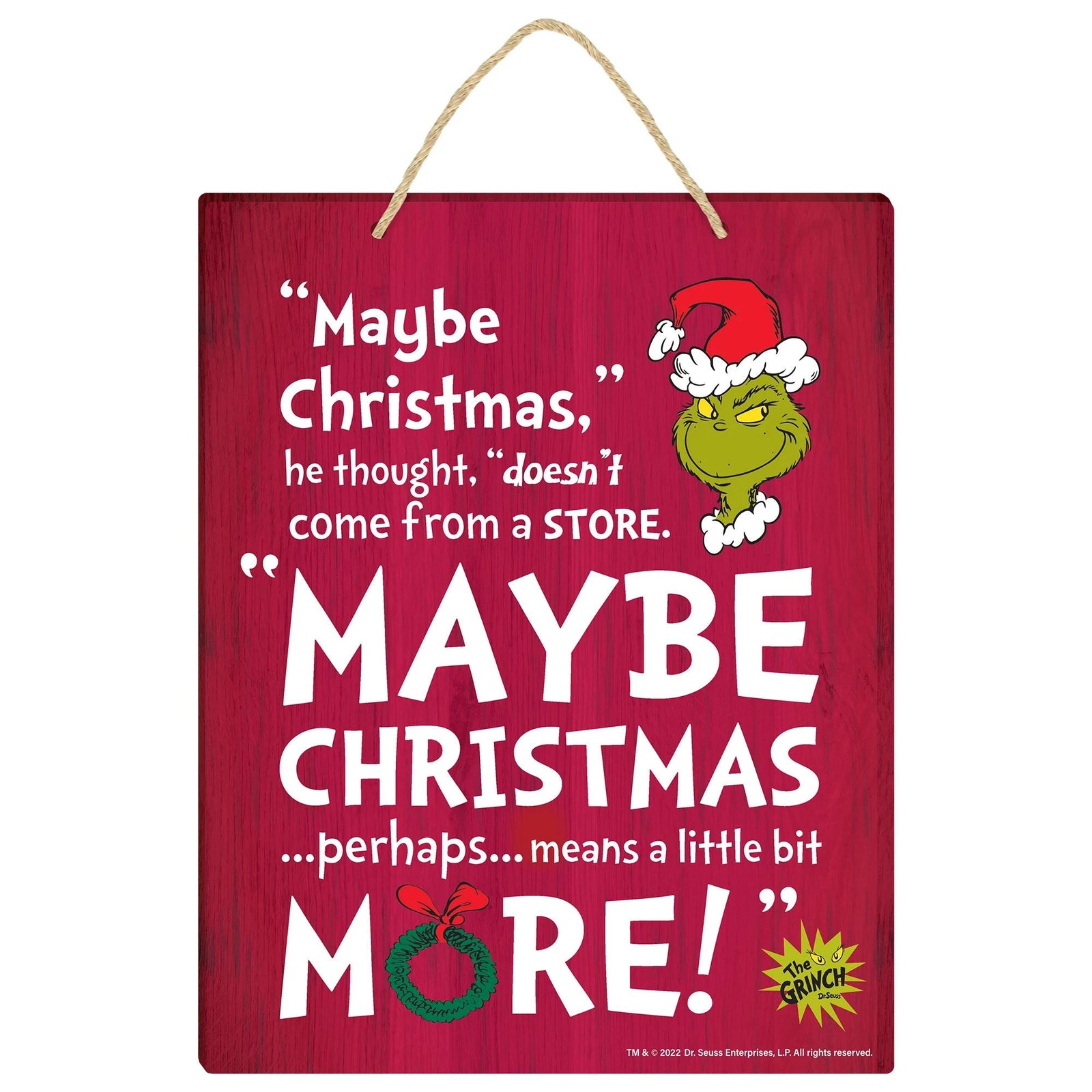 Amscan HOLIDAY: CHRISTMAS Grinch Maybe Christmas Quote Sign