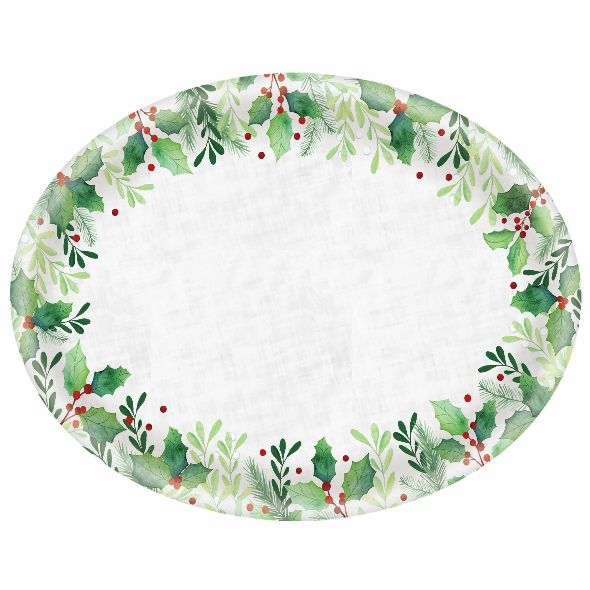 Amscan HOLIDAY: CHRISTMAS Holly Melamine Textured Oval Serving Platter