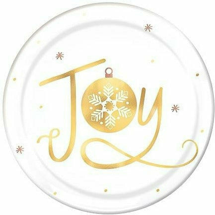 Amscan HOLIDAY: CHRISTMAS Joy Coupe Plates, Hot-Stamped, 7 1/2"