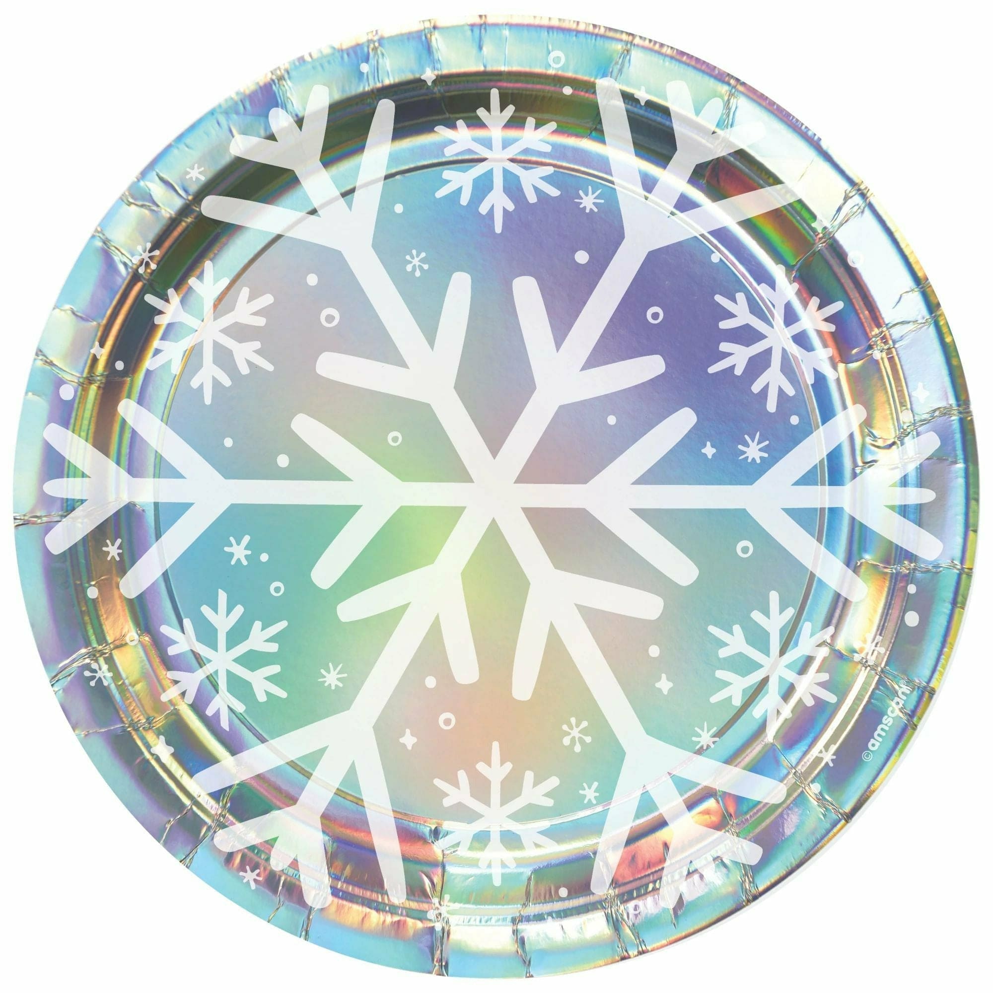 Amscan HOLIDAY: CHRISTMAS Snowy Iridescent Round Plates, 9"