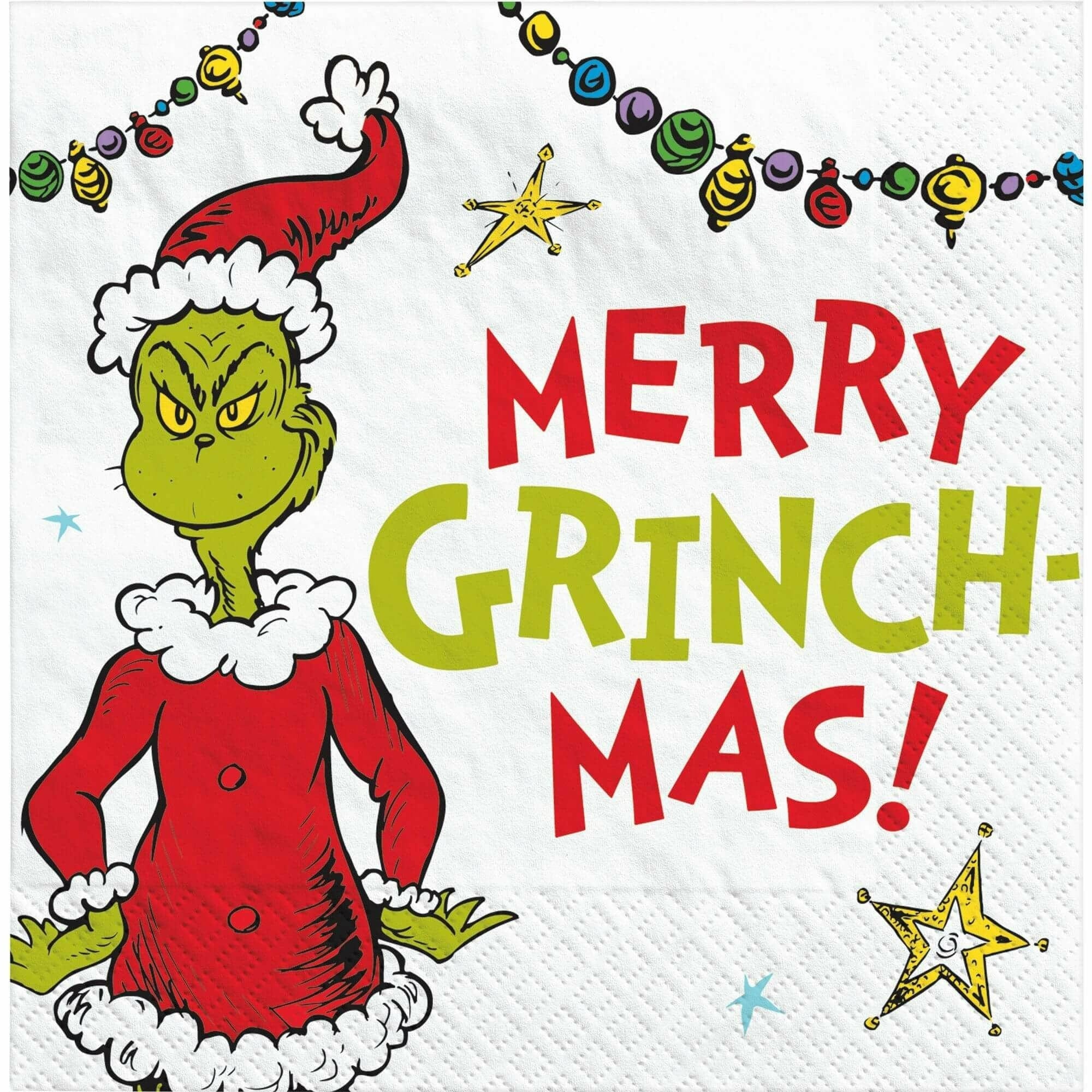 Amscan HOLIDAY: CHRISTMAS Traditional Grinch Merry Grinchmas Beverage Napkin
