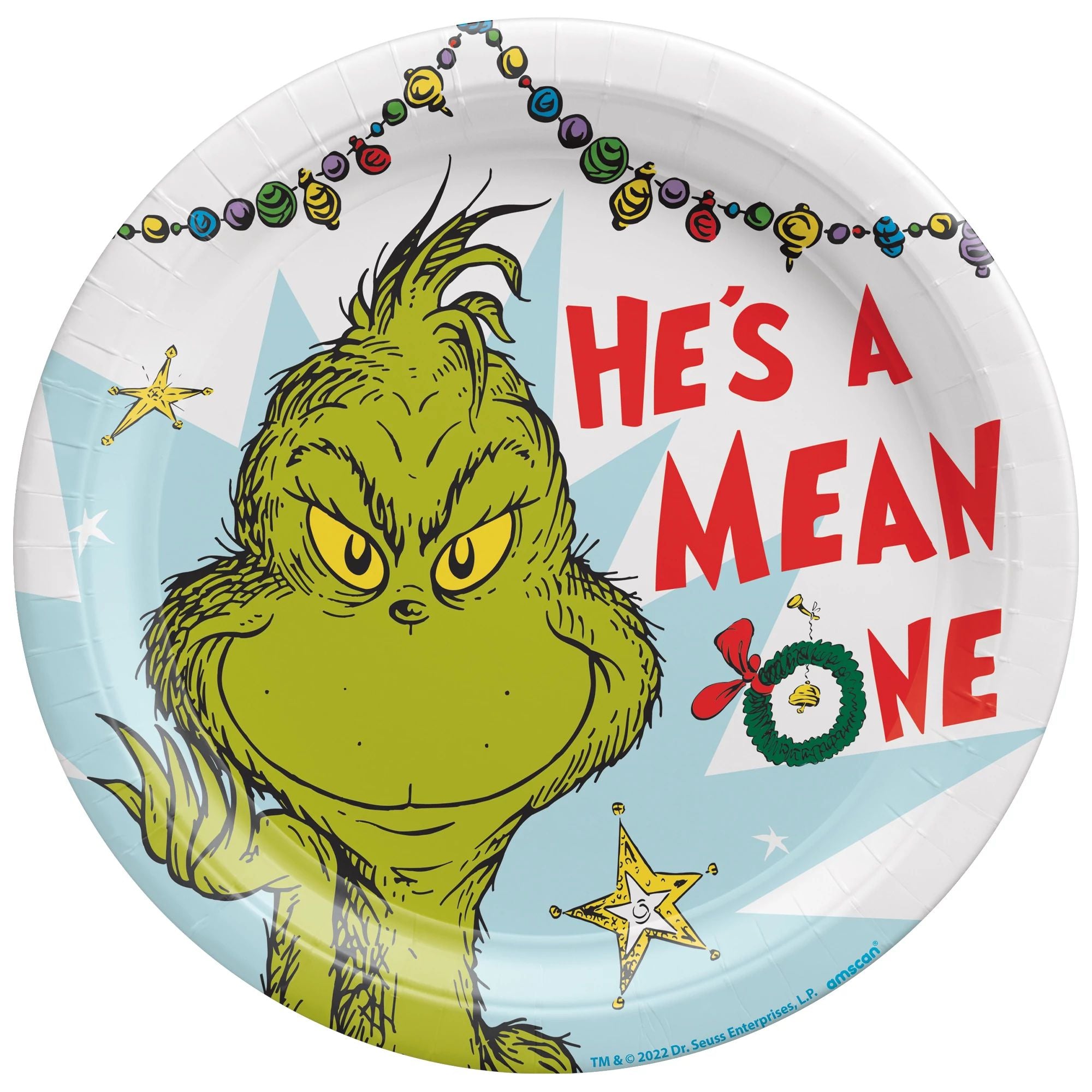 Amscan HOLIDAY: CHRISTMAS Traditional Grinch Round Lunch Plates