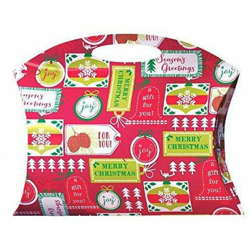 Amscan HOLIDAY: CHRISTMAS Very Merry Christmas Contemporary Pillow Box Party Favor, Red, 12&quot; X 10&quot; X 5&quot;