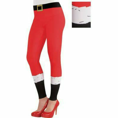 Amscan HOLIDAY: CHRISTMAS Womens Standard Up to size 8 Adult Santa Christmas Leggings