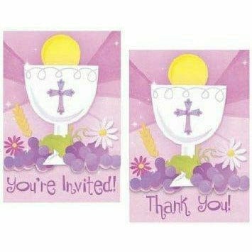 Amscan HOLIDAY: EASTER Pink First Communion Invitation and Thank You Cards
