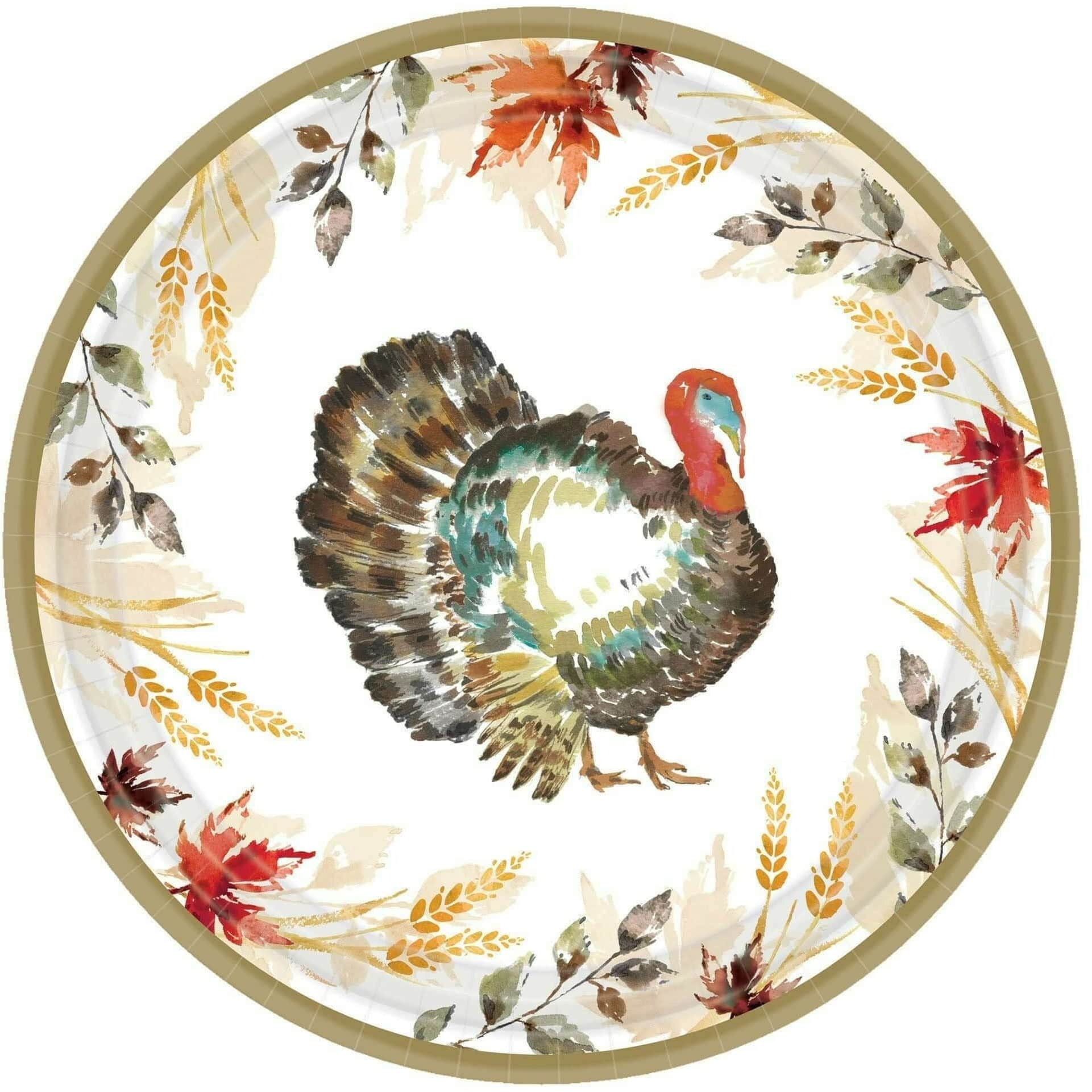 Amscan HOLIDAY: FALL O3  Classic Thanksgiving Round Plates, 9"
