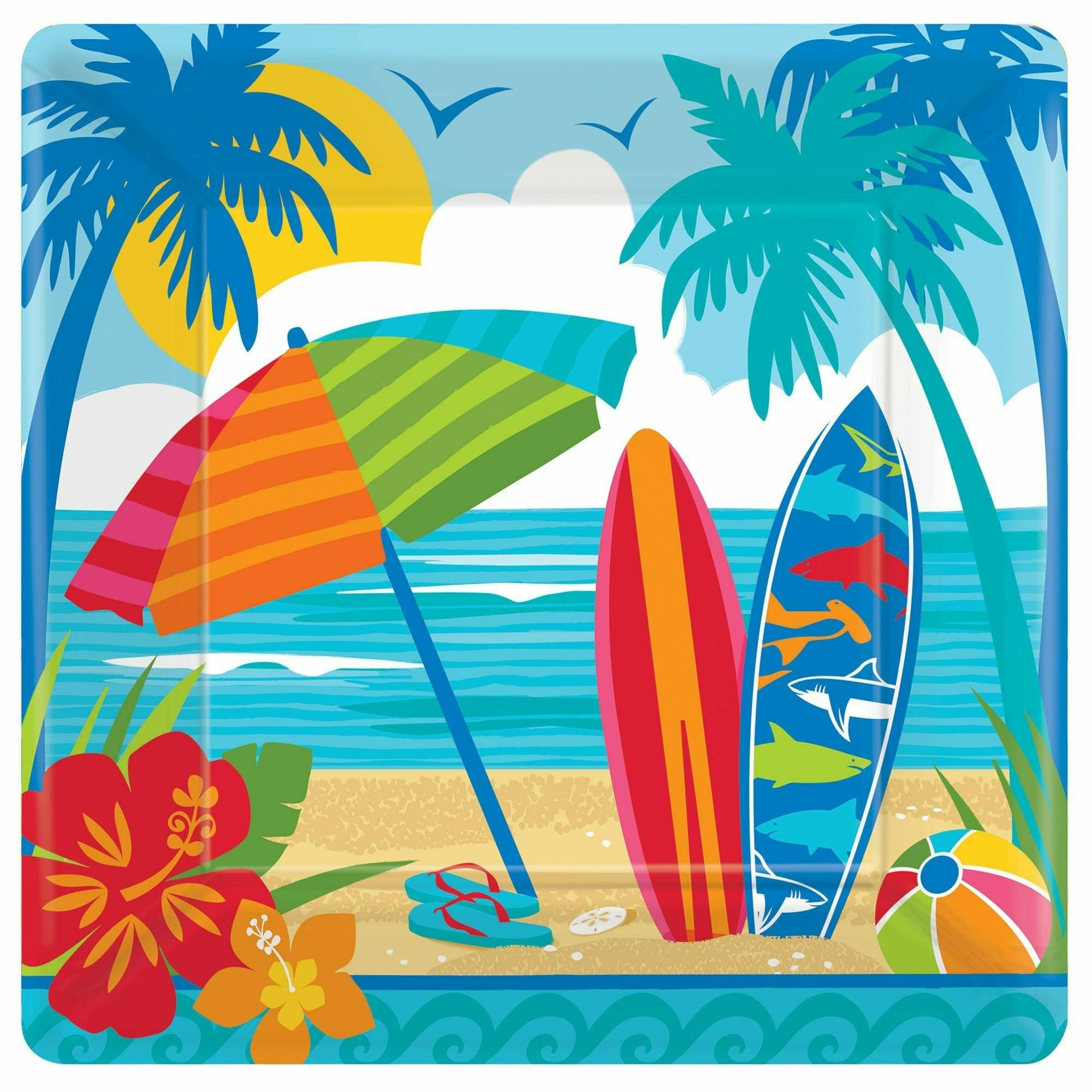 Amscan HOLIDAY: FIESTA Sun and Surf Square Plates