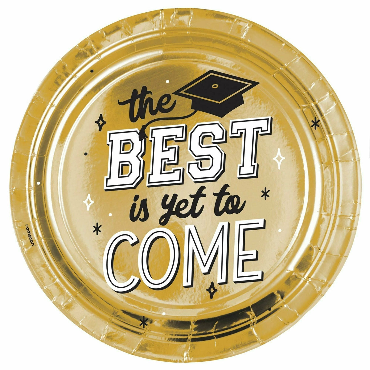 Amscan HOLIDAY: GRADUATION Default-Title The Best Is Yet To Come Metallic Round Plates, 10 1/2&quot;