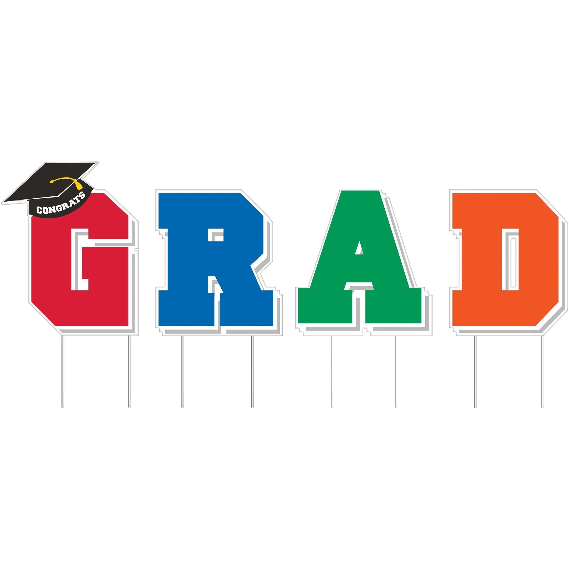 Amscan HOLIDAY: GRADUATION G-R-A-D Yard Signs - Multicolor