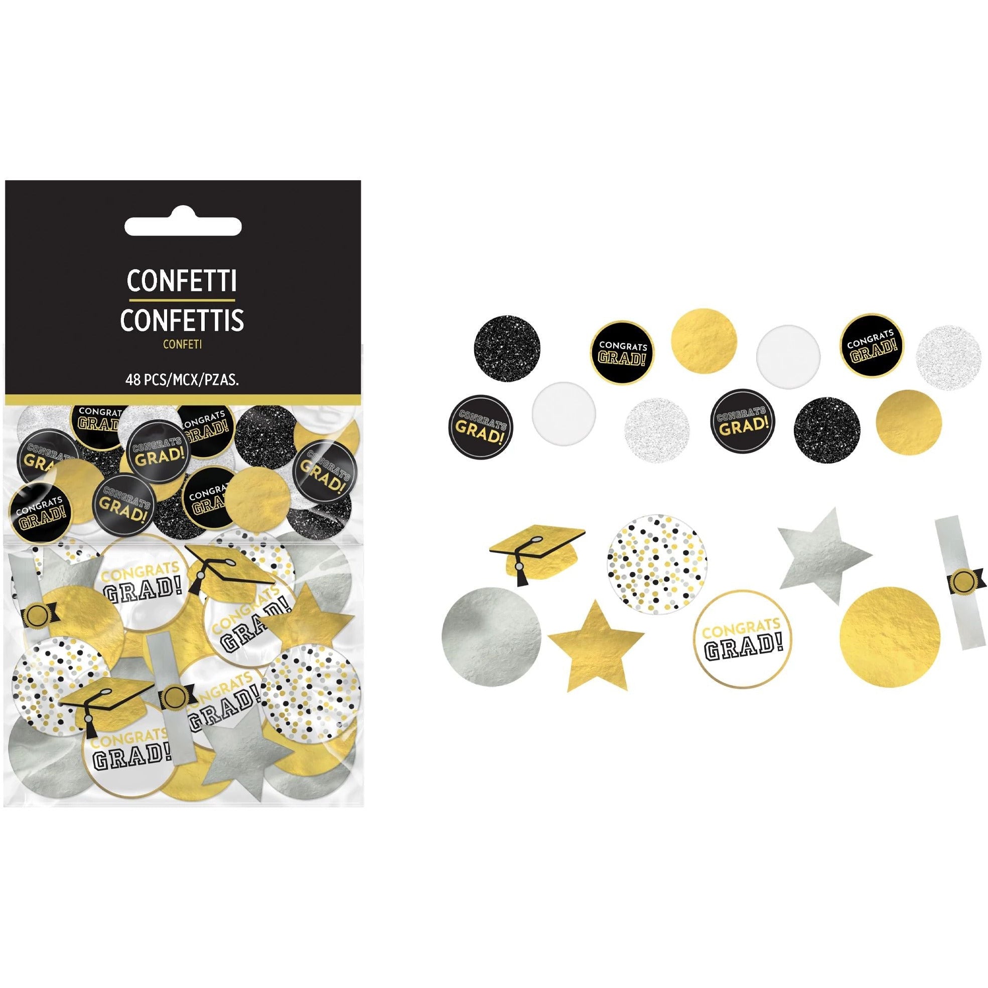 Amscan HOLIDAY: GRADUATION Grad Giant Confetti - Black, Silver, Gold