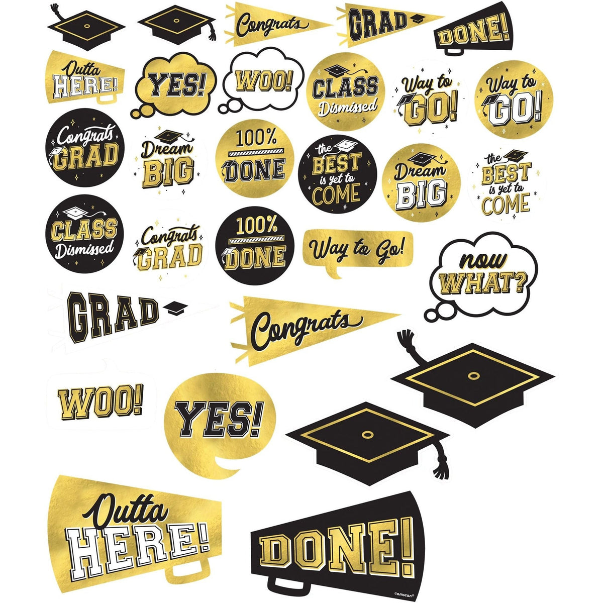 Amscan HOLIDAY: GRADUATION Grad Mega Value Pack Cutouts - Black, Silver, Gold