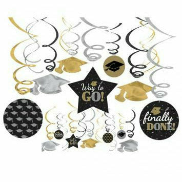 Amscan HOLIDAY: GRADUATION GRAD SWIRL MEGA PACK 30CT DECOR