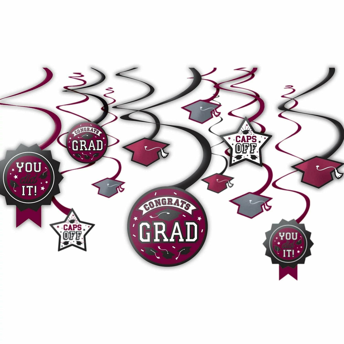 Amscan HOLIDAY: GRADUATION Grad Value Pack Swirl Decoration - Maroon