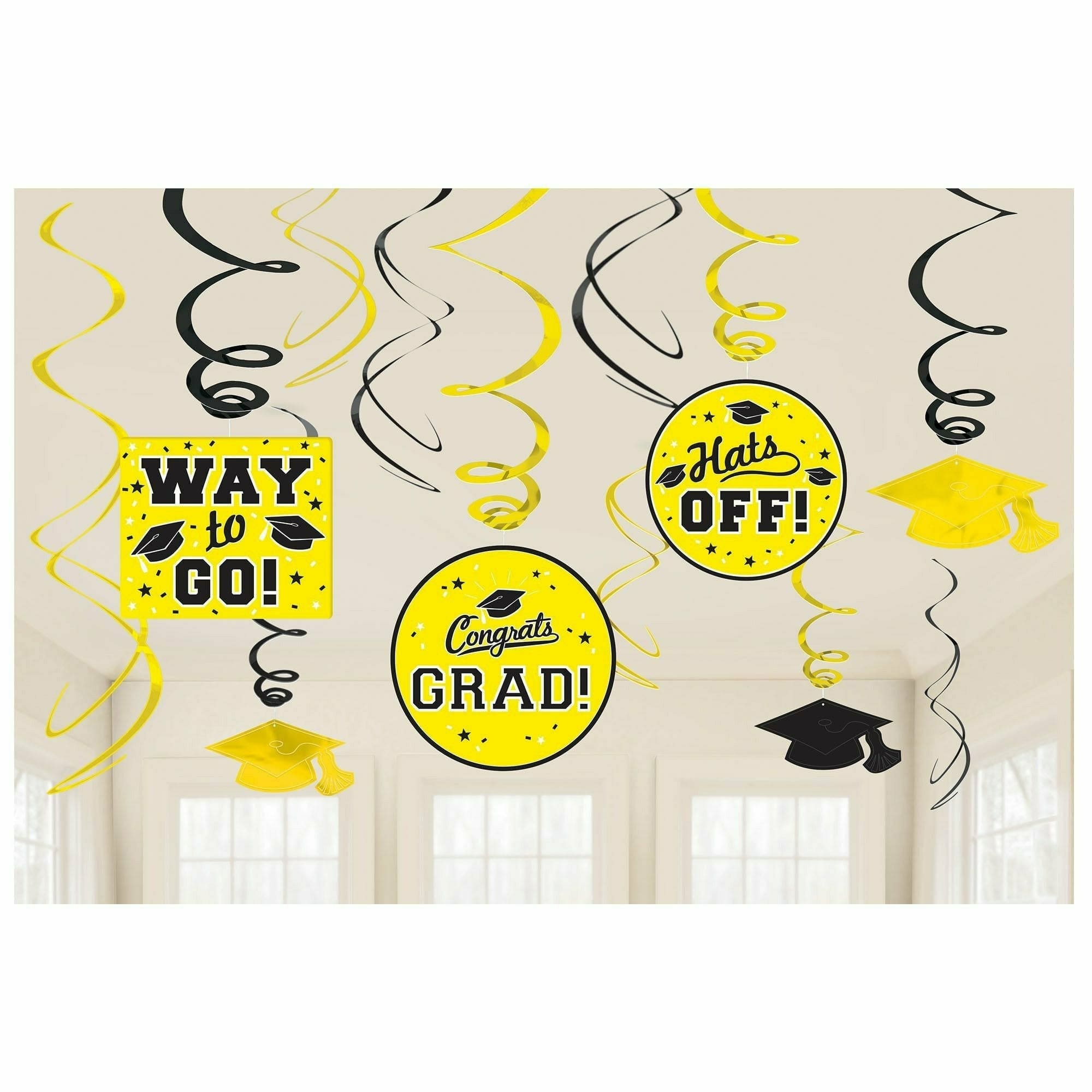 Amscan HOLIDAY: GRADUATION Grad Value Pack Swirl Decorations - Yellow