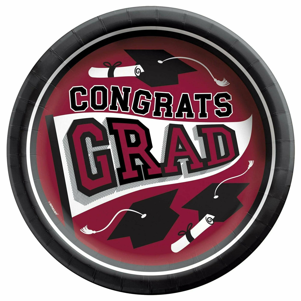 Amscan HOLIDAY: GRADUATION True To Your School Round Plates - 8 1/2&quot; - Maroon