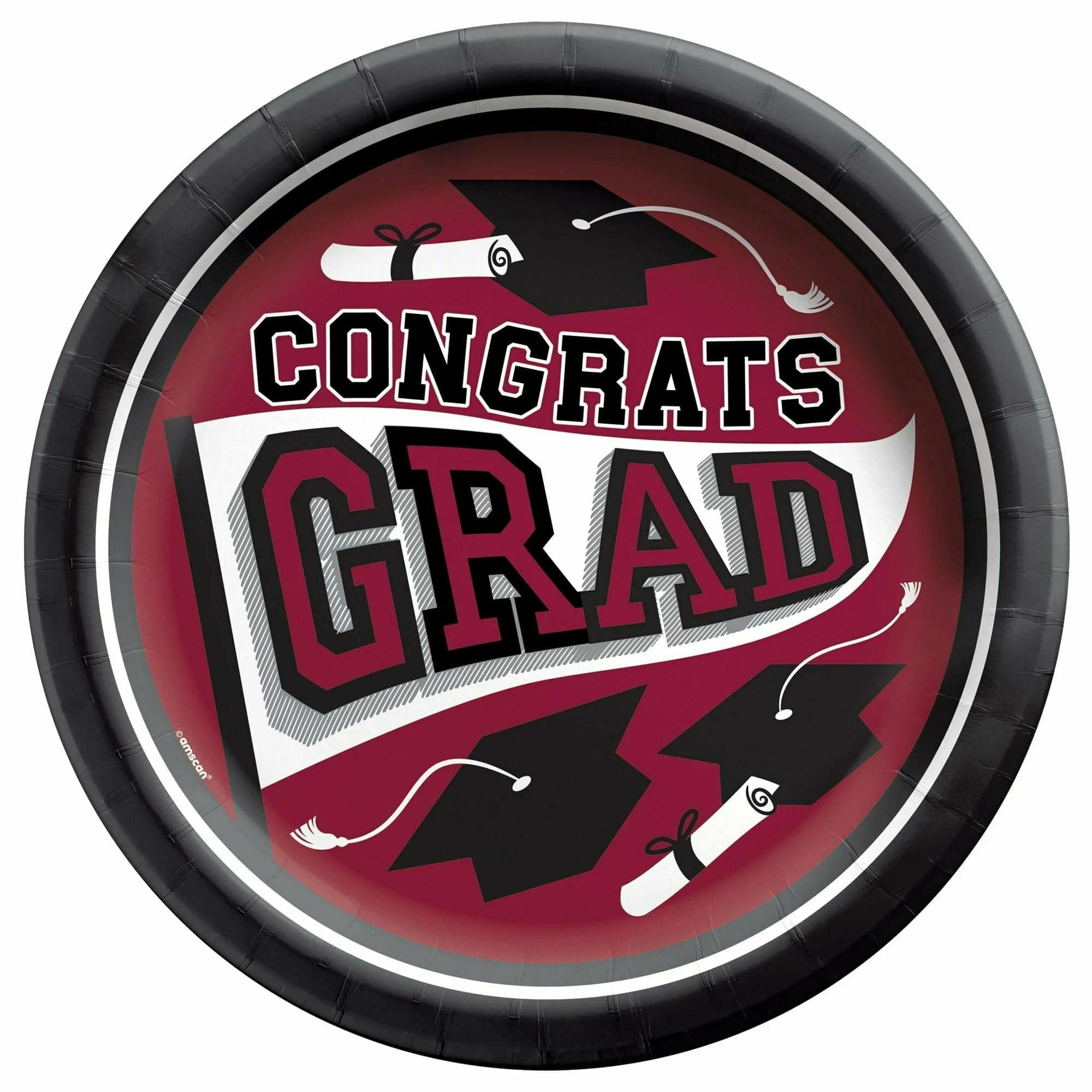Amscan HOLIDAY: GRADUATION True To Your School Round Plates - 8 1/2" - Maroon