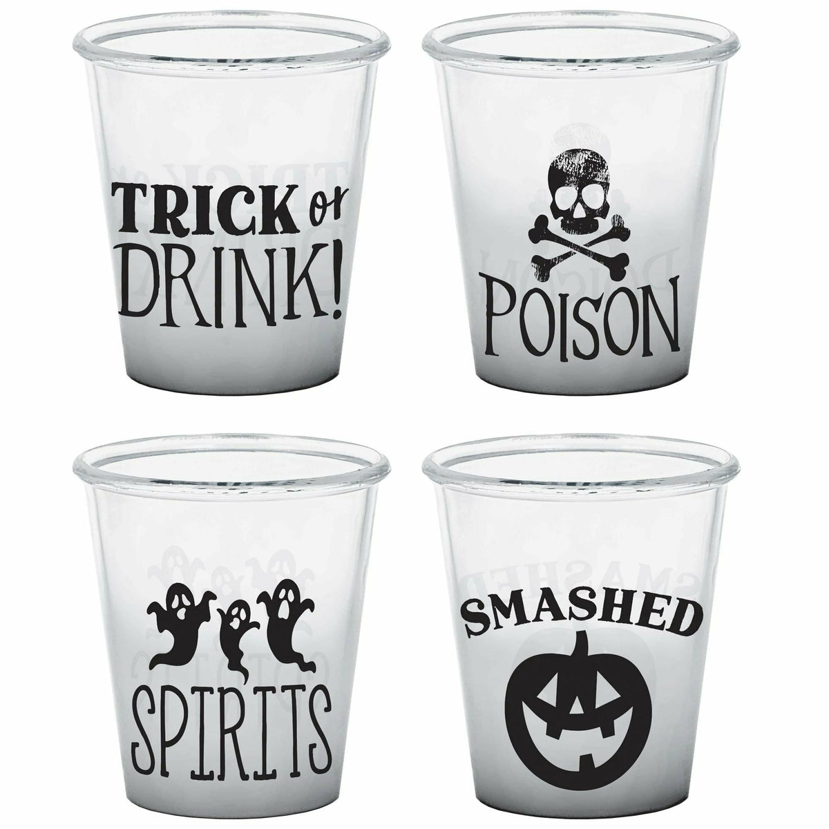 Amscan HOLIDAY: HALLOWEEN Classic Black &amp; White Plastic Shot Glasses