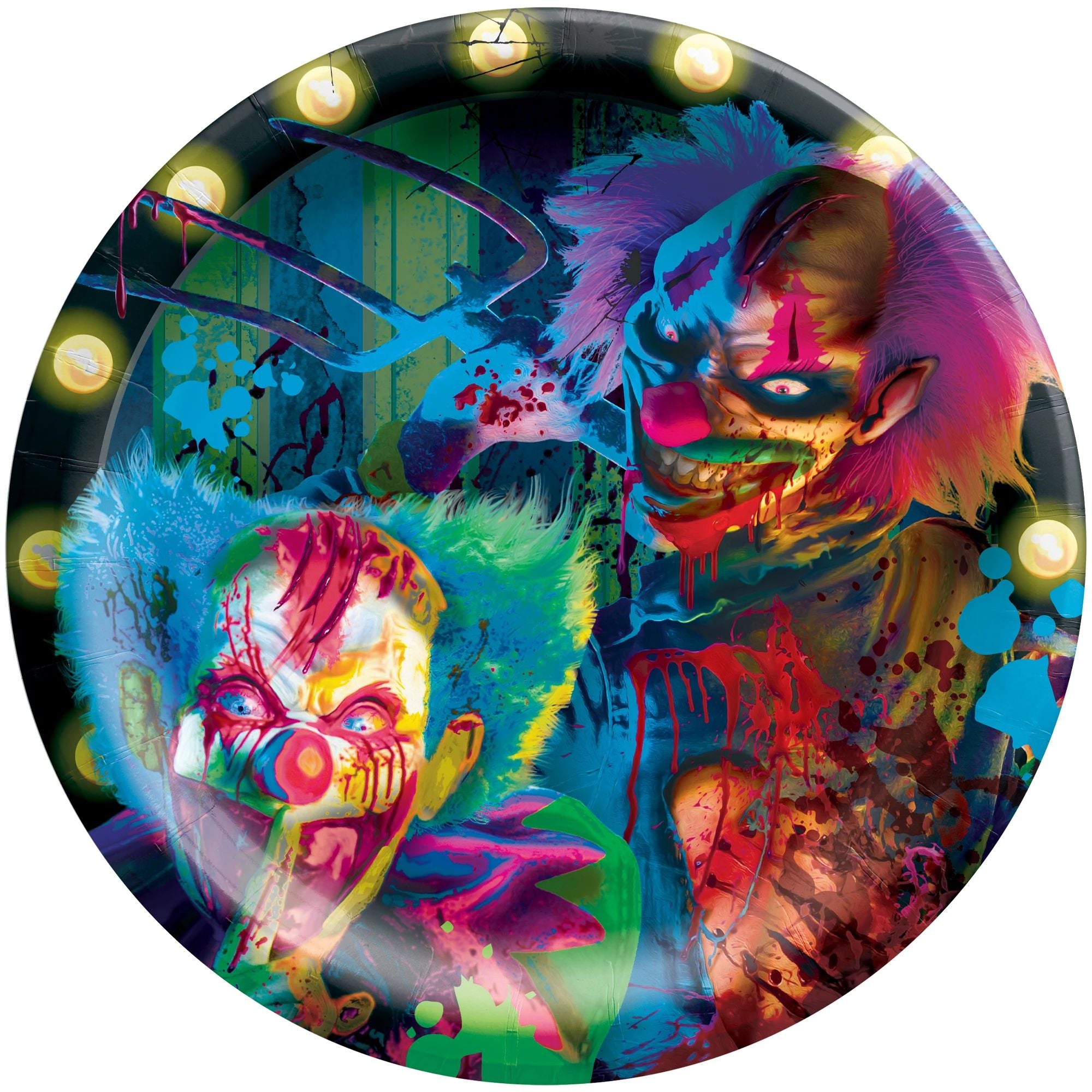 Amscan HOLIDAY: HALLOWEEN Creepy Carnival Blacklight 10" Round Plates