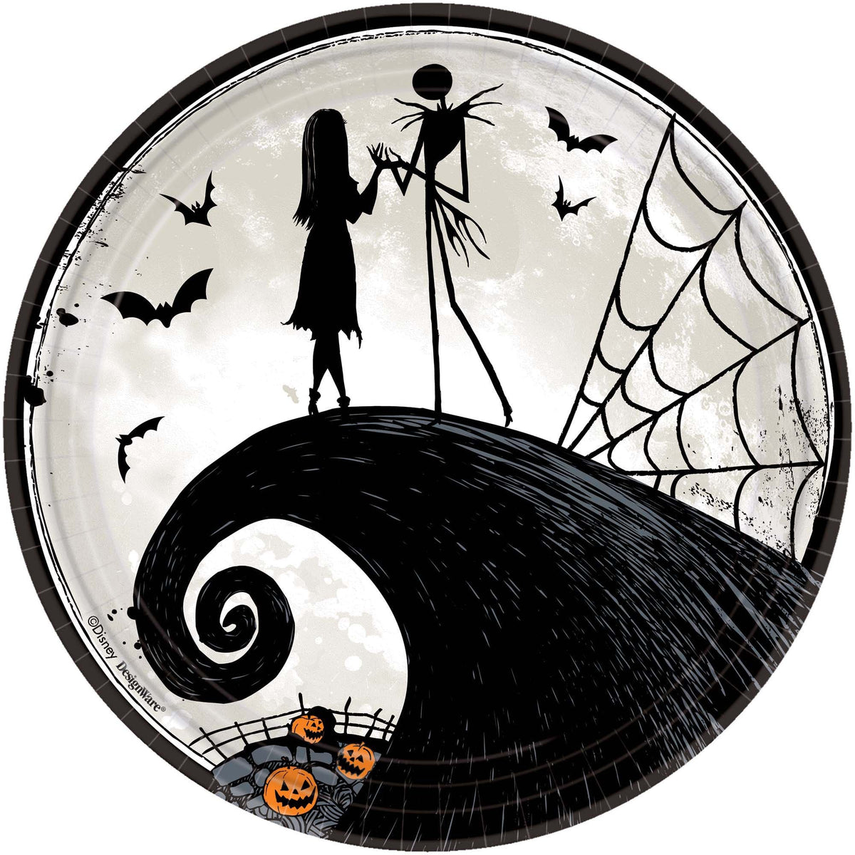 Amscan HOLIDAY: HALLOWEEN ©Disney Tim Burton&#39;s Nightmare Before Christmas Round Plates, 9&quot;