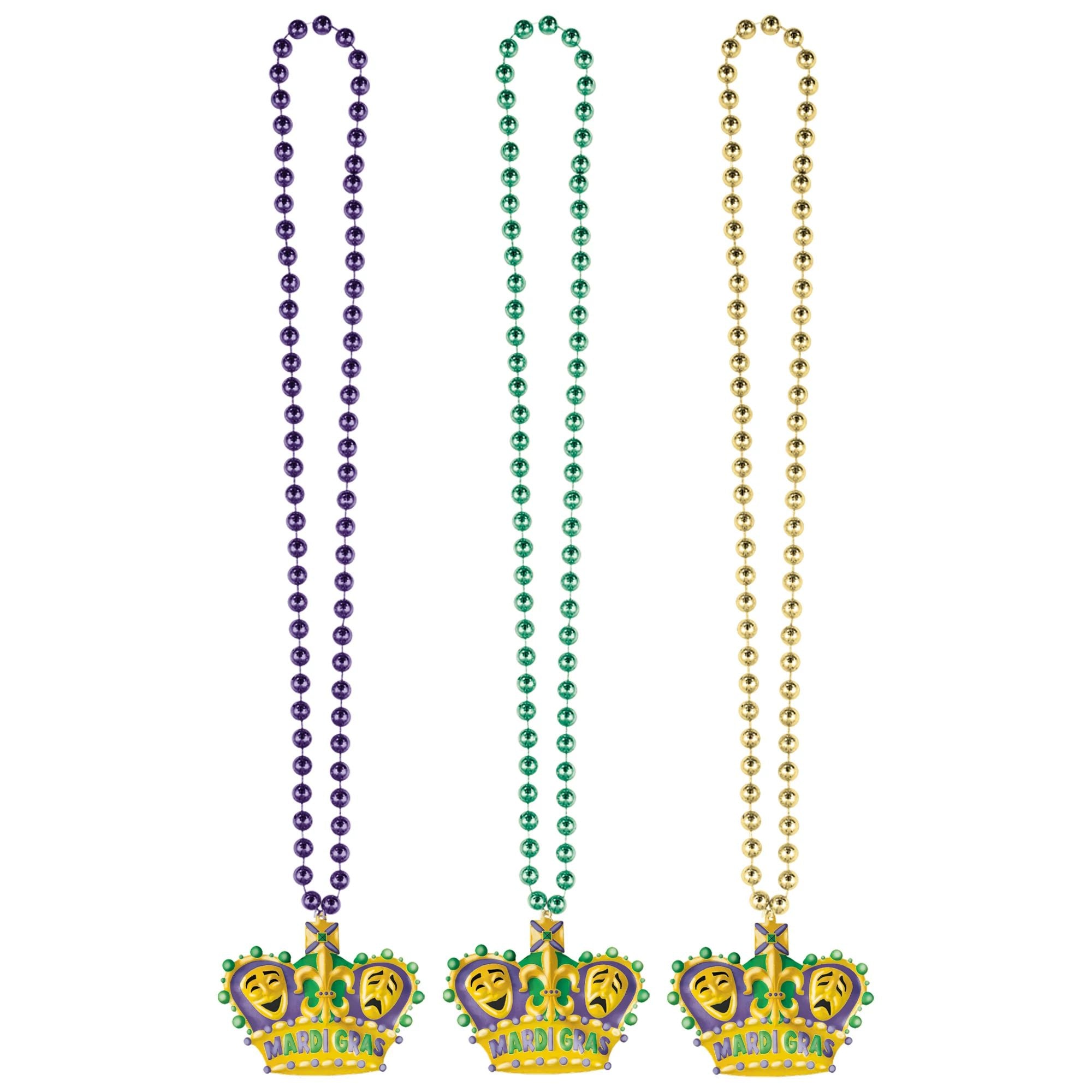 Amscan HOLIDAY: MARDI GRAS Large Crown Bead Necklace - Individually Sold