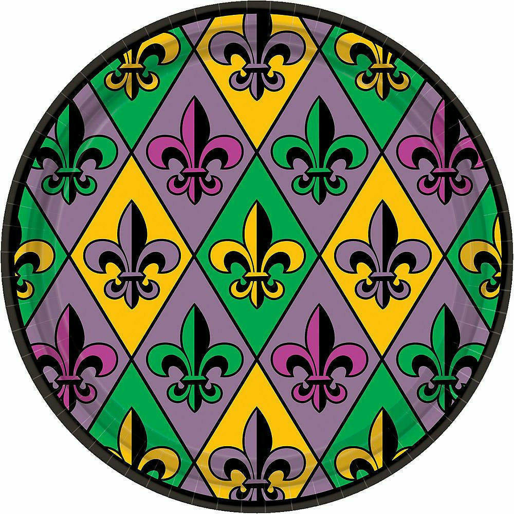 Amscan HOLIDAY: MARDI GRAS Mardi Gras Fleur-de-Lis Lunch Plates 18ct