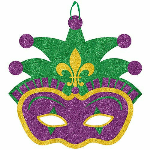 Amscan HOLIDAY: MARDI GRAS Mardi Gras Jester Mask Hanging Signs, 11-1/2&quot; X 11-1/2&quot;, Multicolor