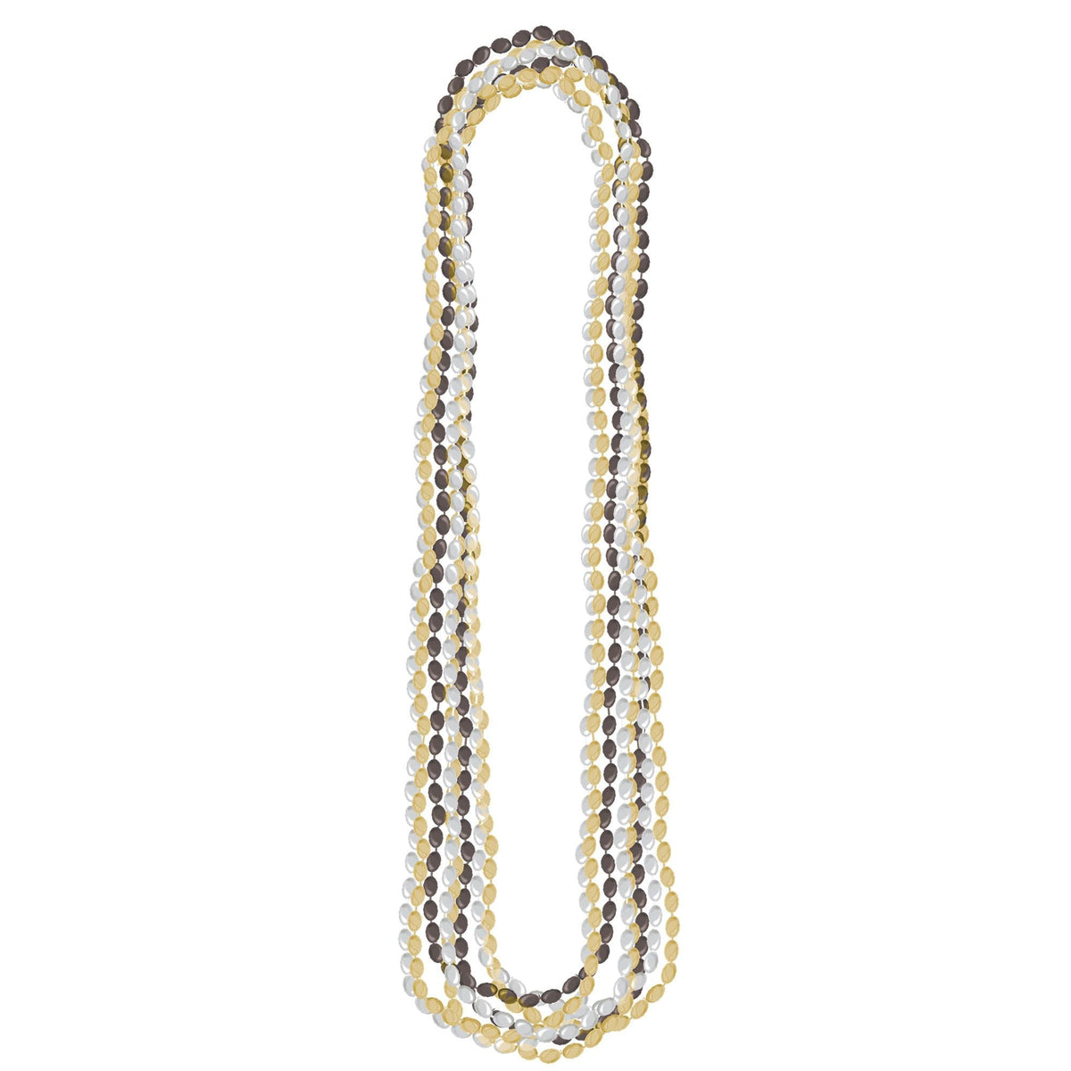 Amscan HOLIDAY: MARDI GRAS Metallic Bead Necklaces-Black, Silver &amp; Gold