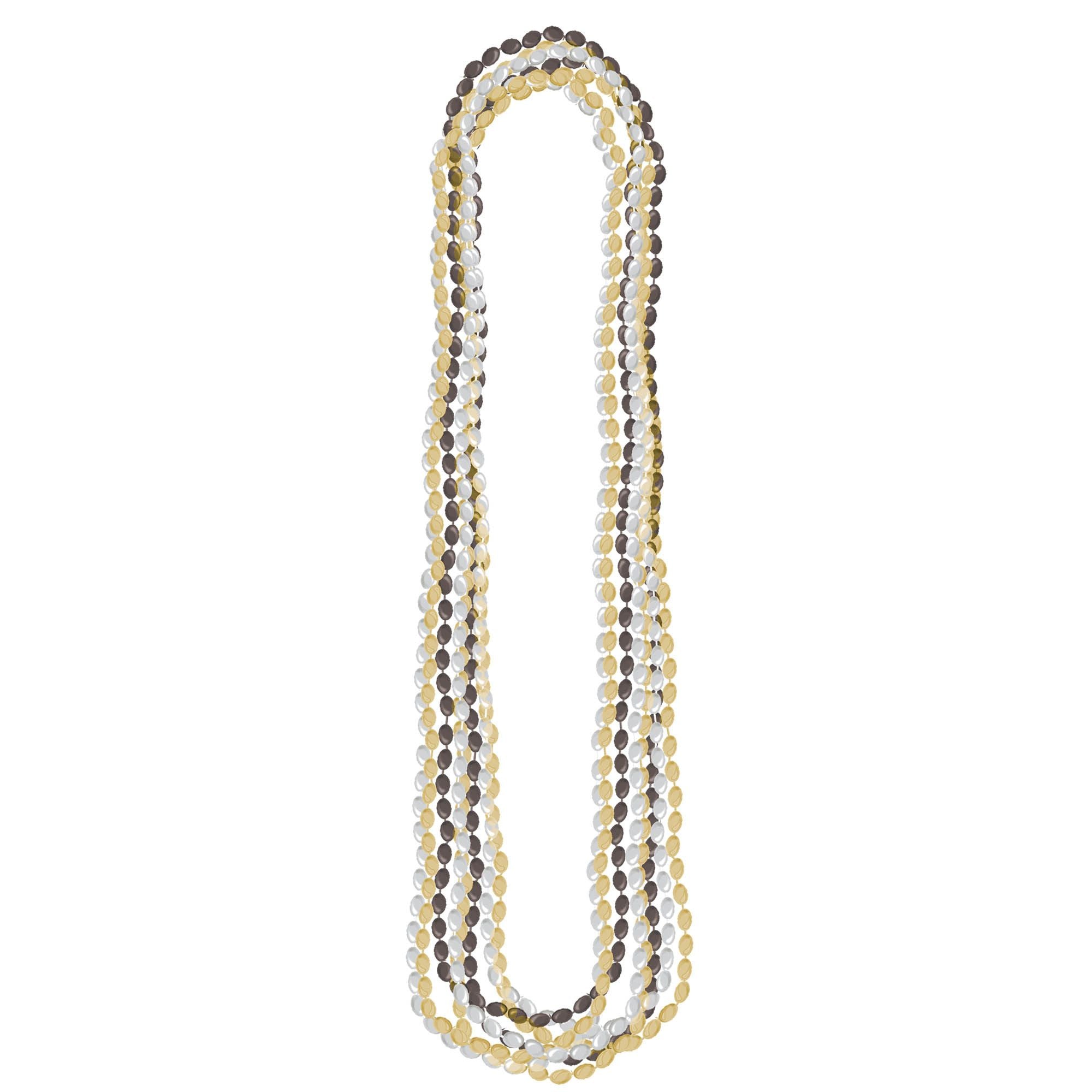 Amscan HOLIDAY: MARDI GRAS Metallic Bead Necklaces-Black, Silver & Gold