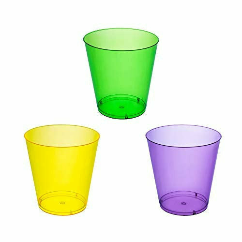 Amscan HOLIDAY: MARDI GRAS Party Essentials Hard Plastic Shot Glasses, 2-Ounce, Mardi Gras Mix, Box of 60