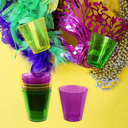 Amscan HOLIDAY: MARDI GRAS Party Essentials Hard Plastic Shot Glasses, 2-Ounce, Mardi Gras Mix, Box of 60